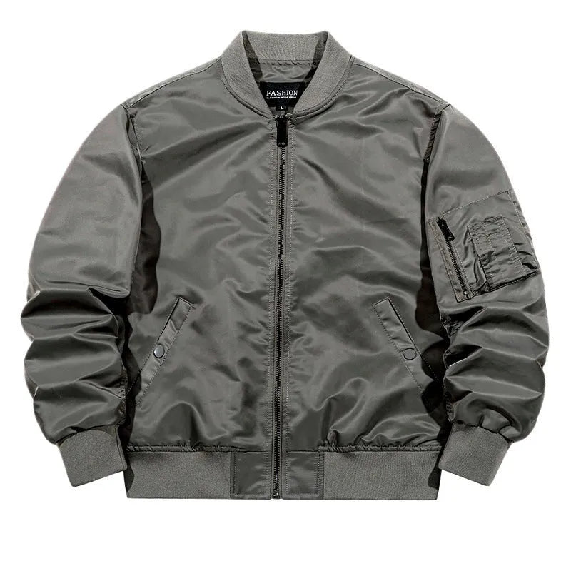 Men's loose casual jacket, nylon shell with polyester lining, side seam pockets, solid colour, sizes S to 5XL