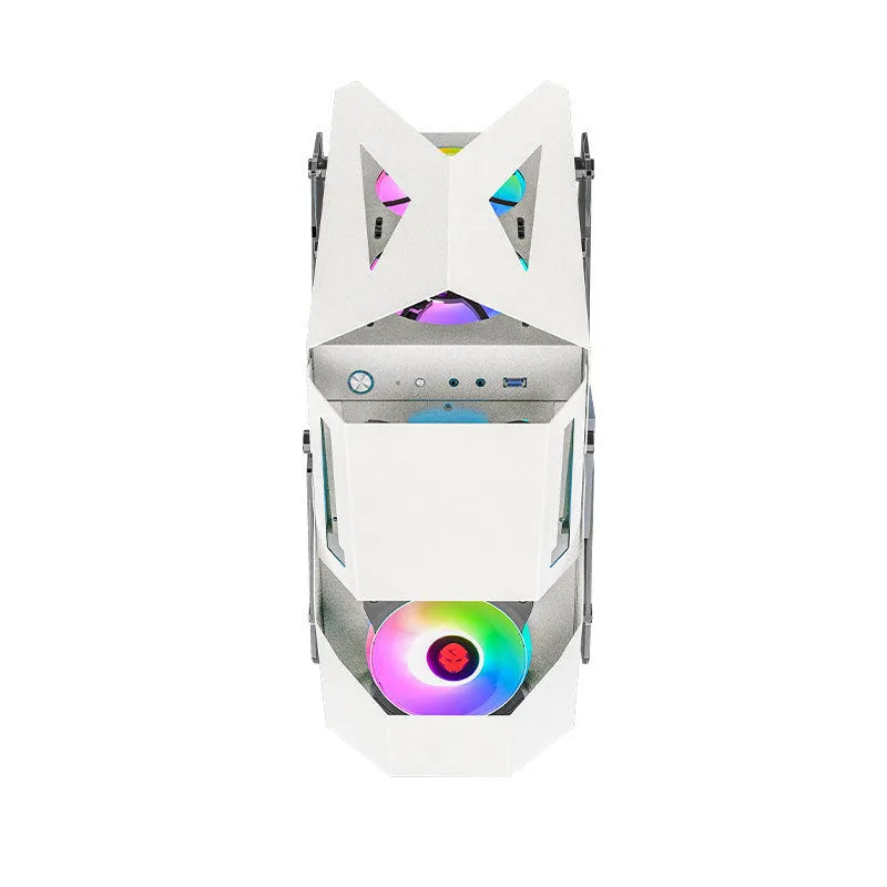 Full side tempered glass ATX computer case with black SPCC steel chassis and glass side panel