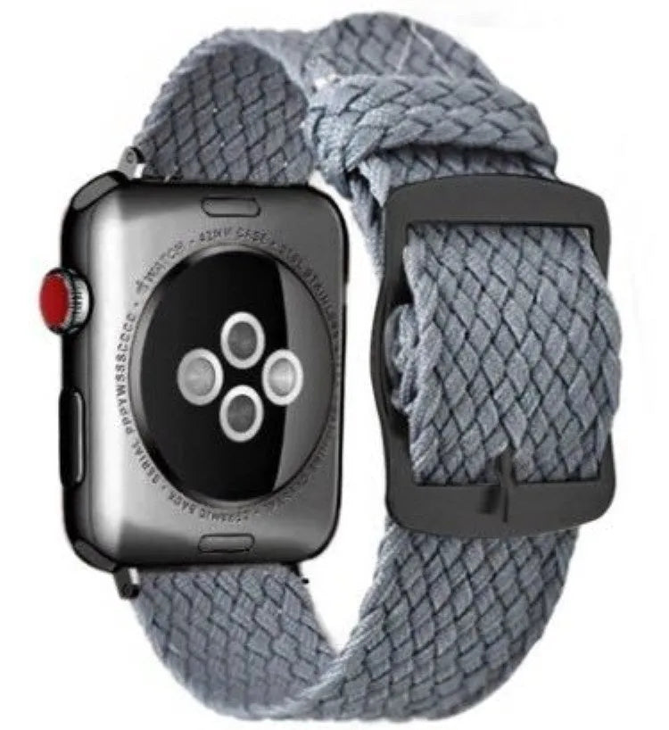 Breathable nylon perlon mesh Apple Watch band in green, lightweight replacement strap 38 40mm