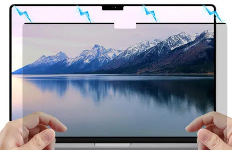 Privacy film for MacBook Pro 14 and 16, including magnetic, anti-blue light, and washable frame options