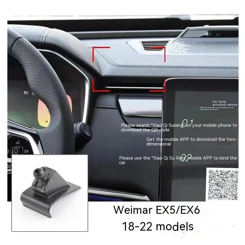 GOODWAY car mobile phone bracket mounted on dashboard with phone in 360-degree adjustable holder