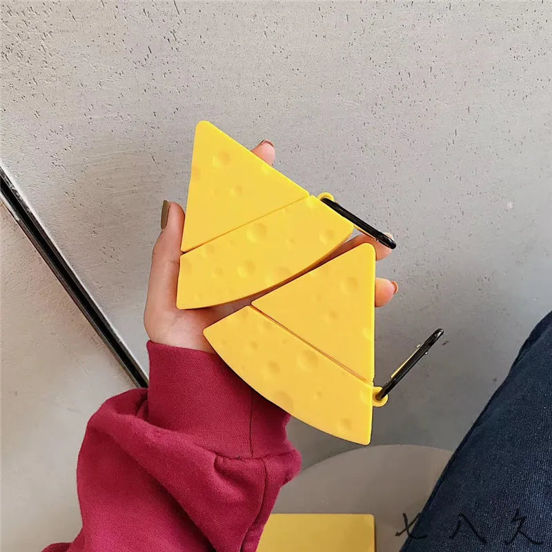 Yellow silicone gel protective cover for Apple AirPods 1 2 and AirPods Pro 3 generation charging case.