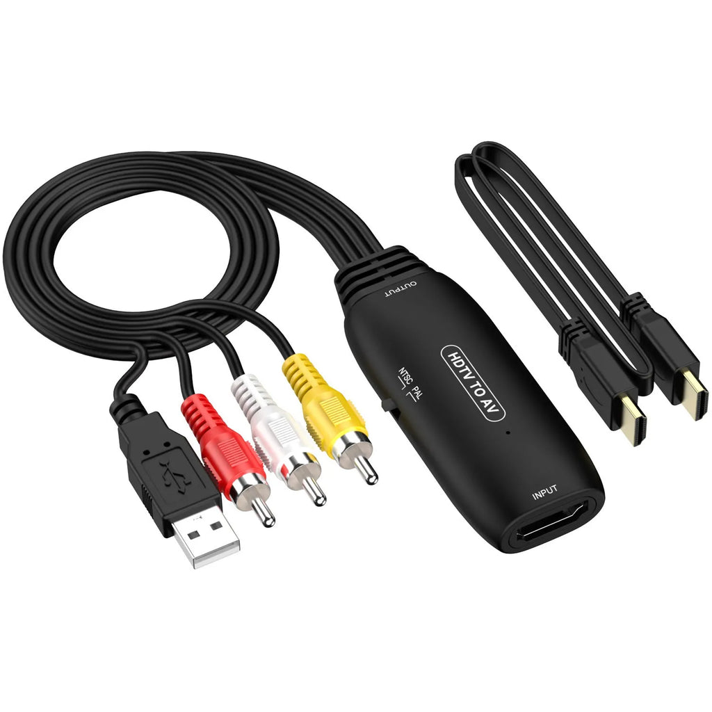 HDMI to AV adapter cable with 110cm length and RCA connectors for video transfer