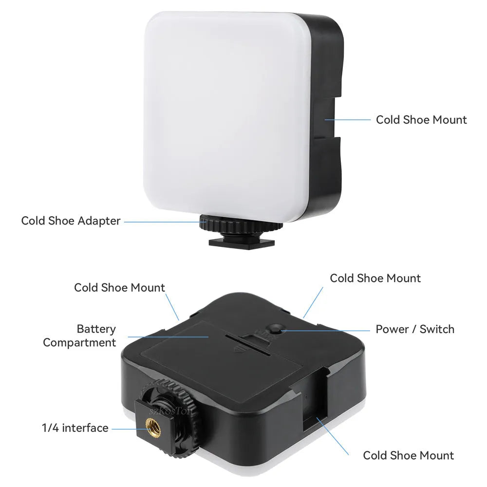 LED Mini Square Outdoor Pocket Light Tripod with adjustable flash and compact 7.3cm design