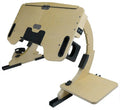 White maple wooden folding bed table with laptop, shown at an angle on a duvet.
