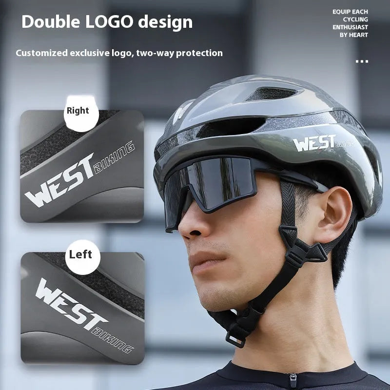 Road bike safety helmet in various colours showing integrated PC/EPS construction