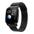 Smart pedometer watch with temperature measurement on wrist, showing 1.3-inch screen displaying fitness data