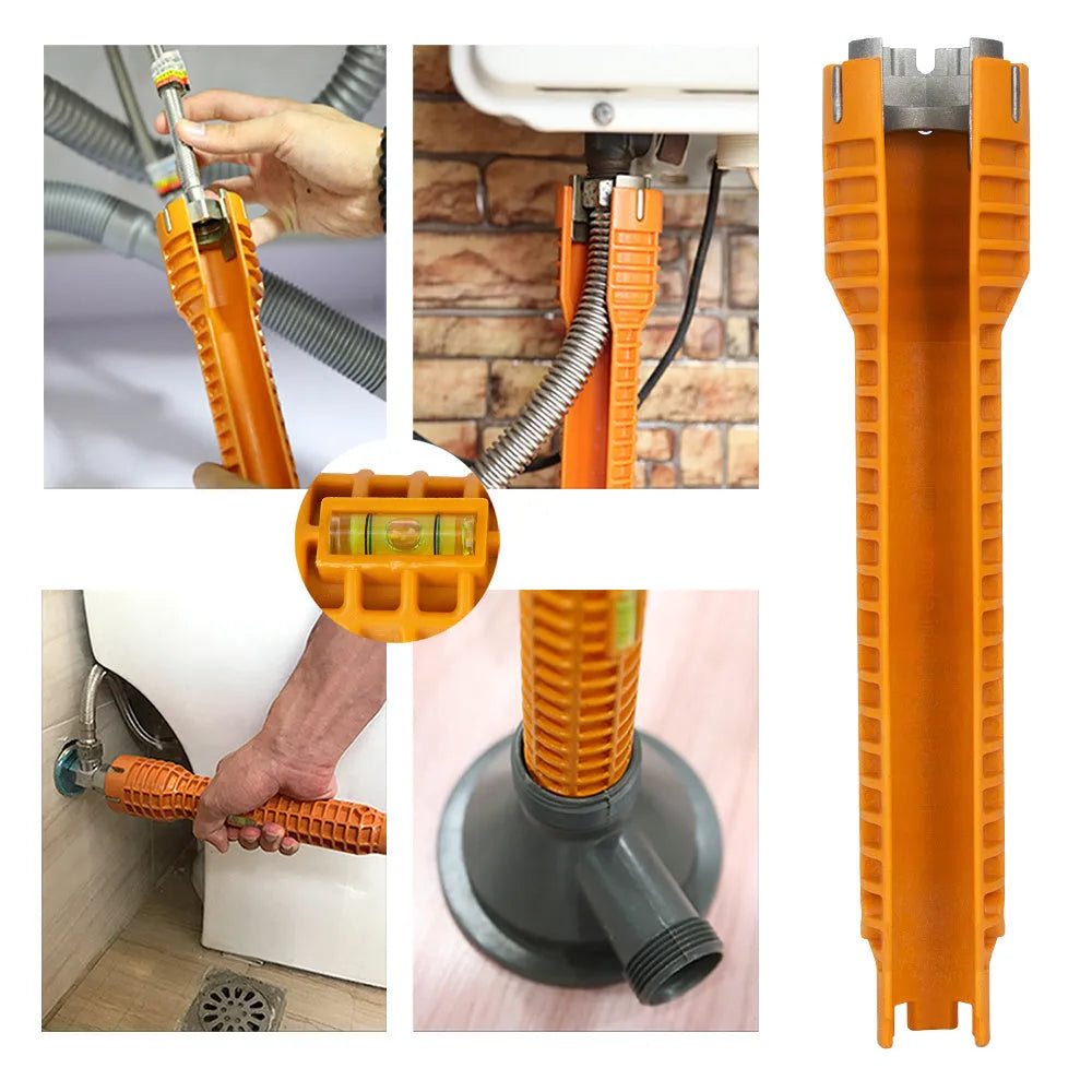 Orange multifunction anti-slip faucet socket wrench with plastic and aluminium alloy construction