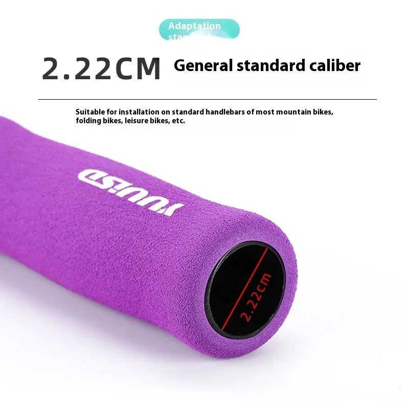 Pair of soft sponge mountain bike handlebar grip covers in black, purple, or biange colours.