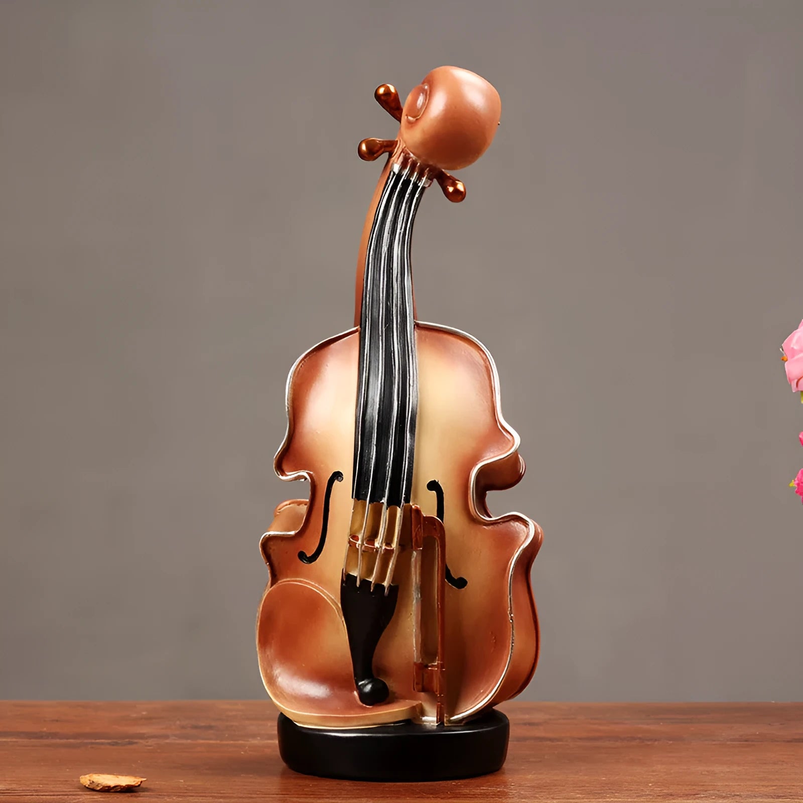 Resin violin music box decoration ornament in European style for desktop display