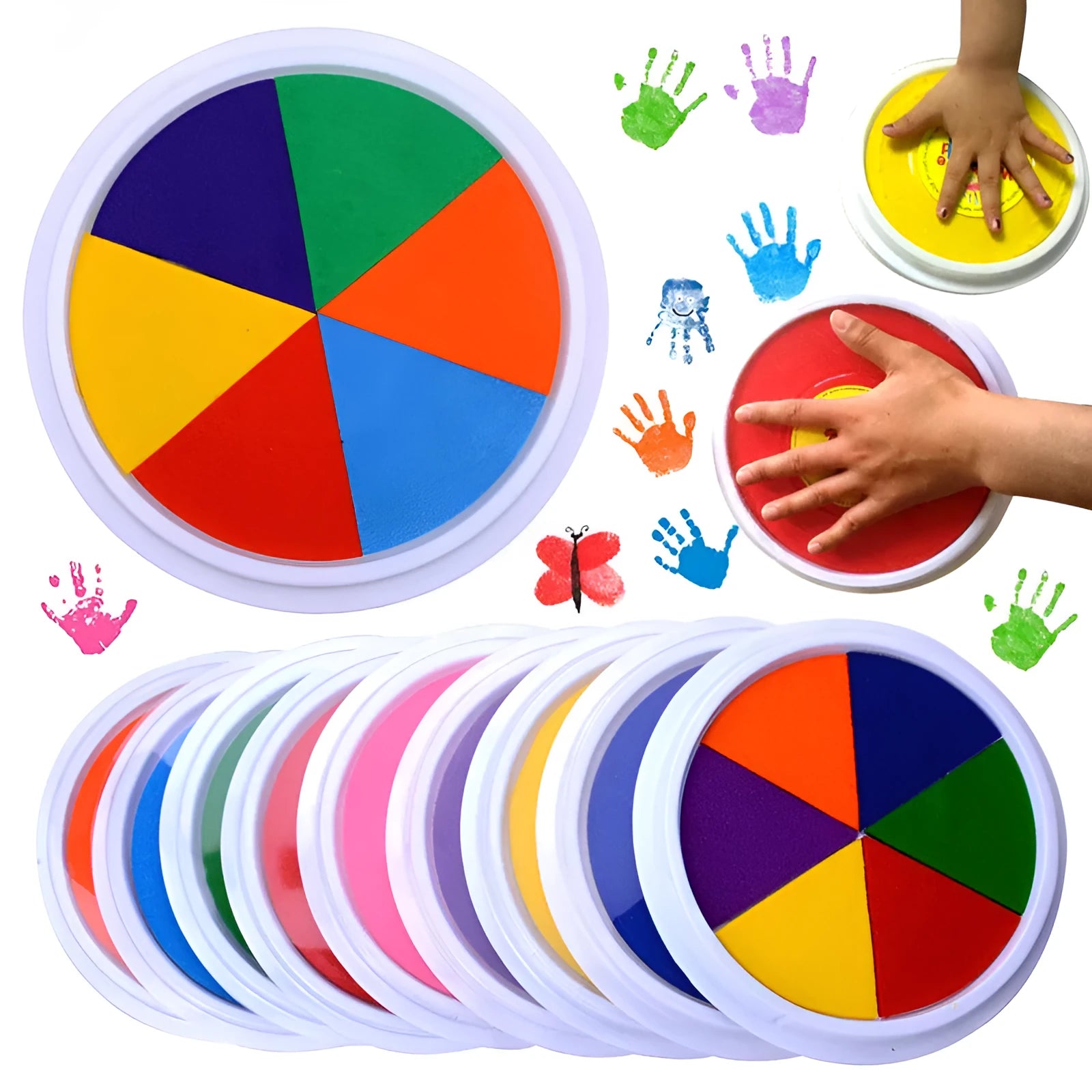 16cm finger print mud kit with non-toxic washable pigment and plastic cover for kindergarten creative activities