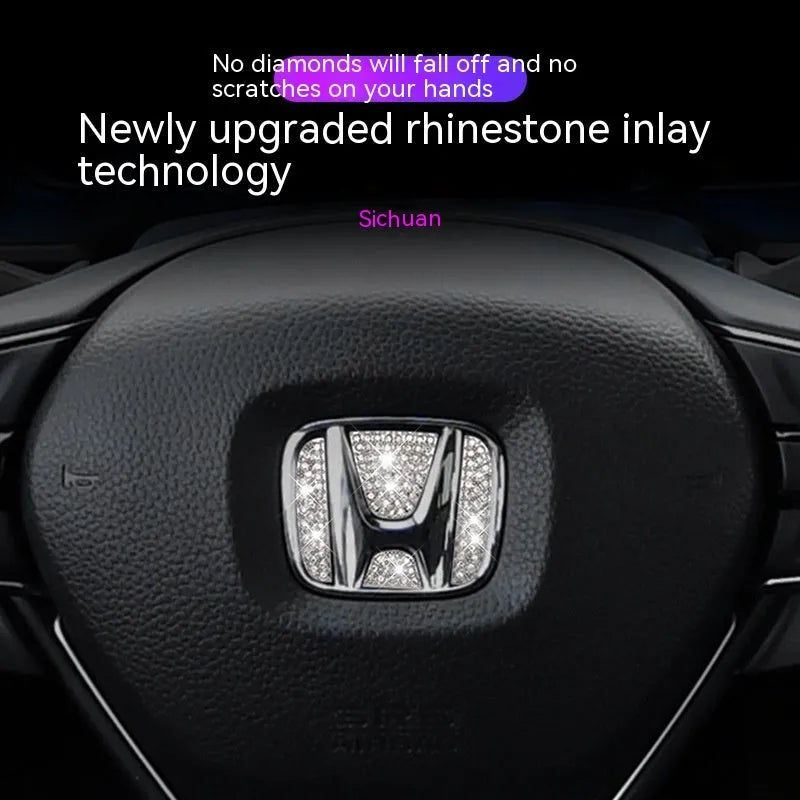 Zinc alloy diamond pattern decorative sticker for Toyota steering wheel centre