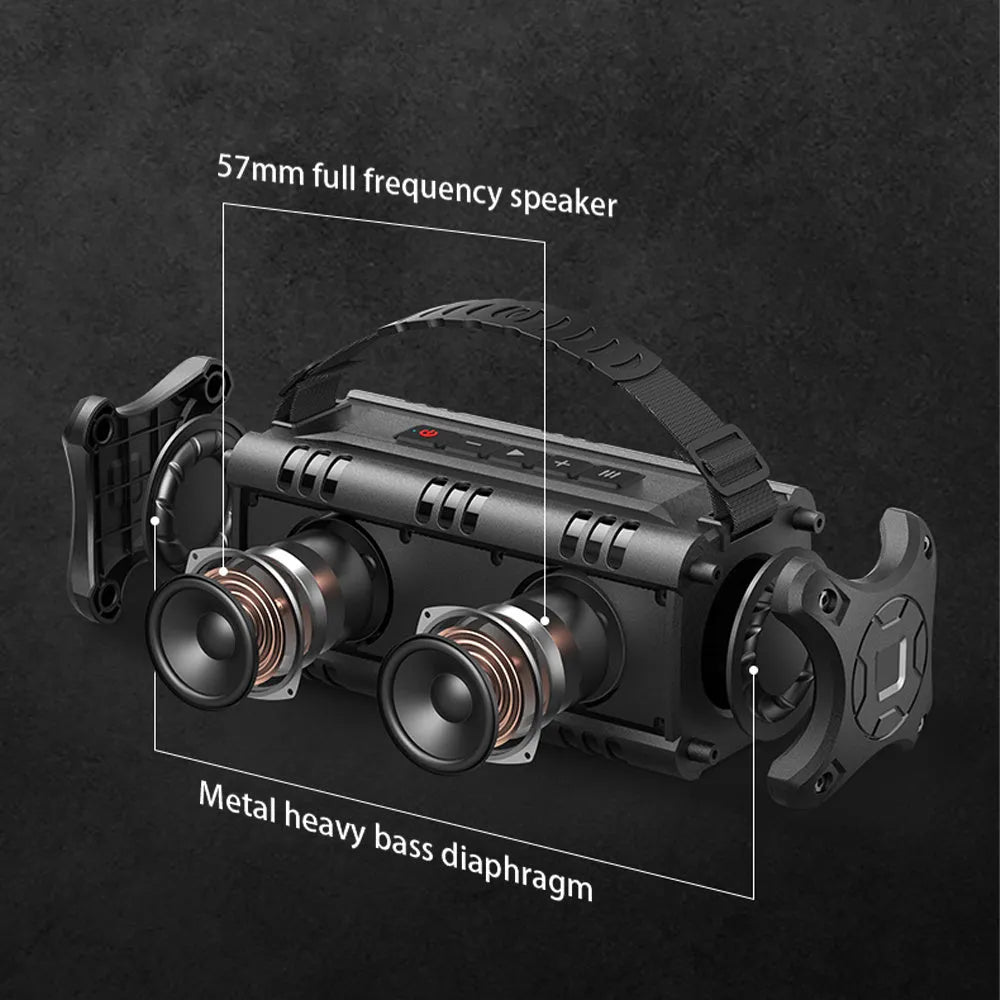 Black compact wireless Bluetooth speaker with NFC and USB/TF card support for portable use