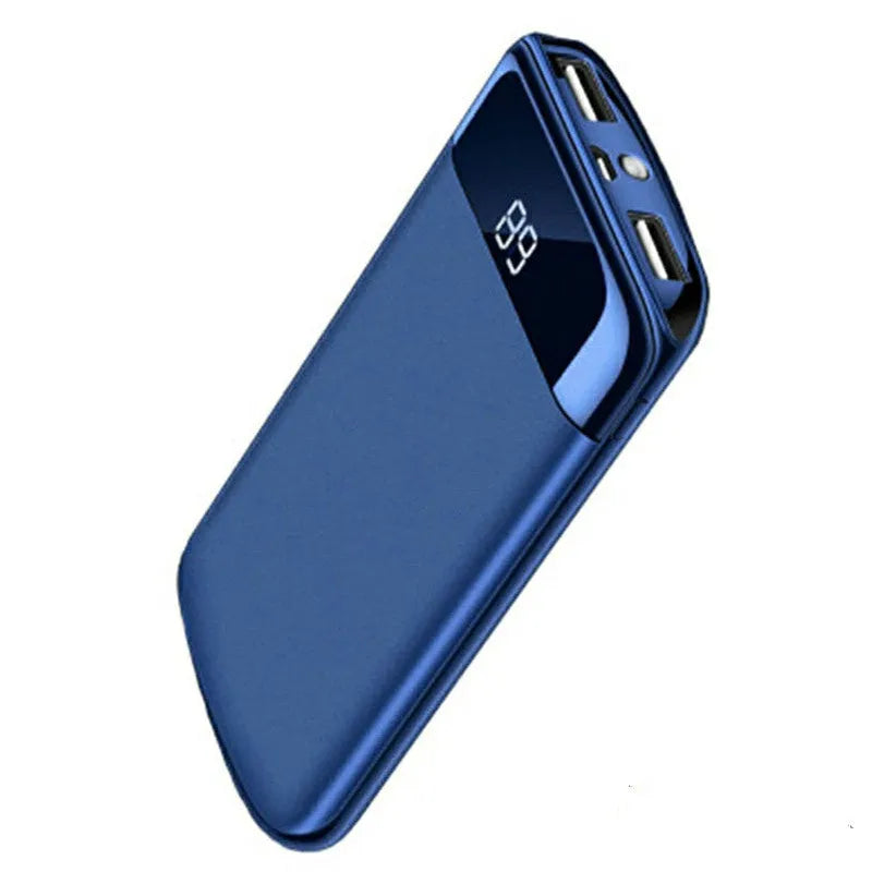 Y10 portable power bank with LCD screen showing battery percentage, in a choice of colours including black, gold, and rose gold.
