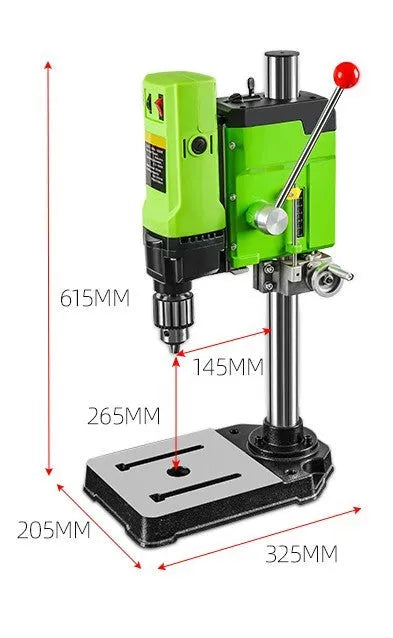 240W bench drill and milling machine on a workbench with heavy-duty steel clamping pliers.