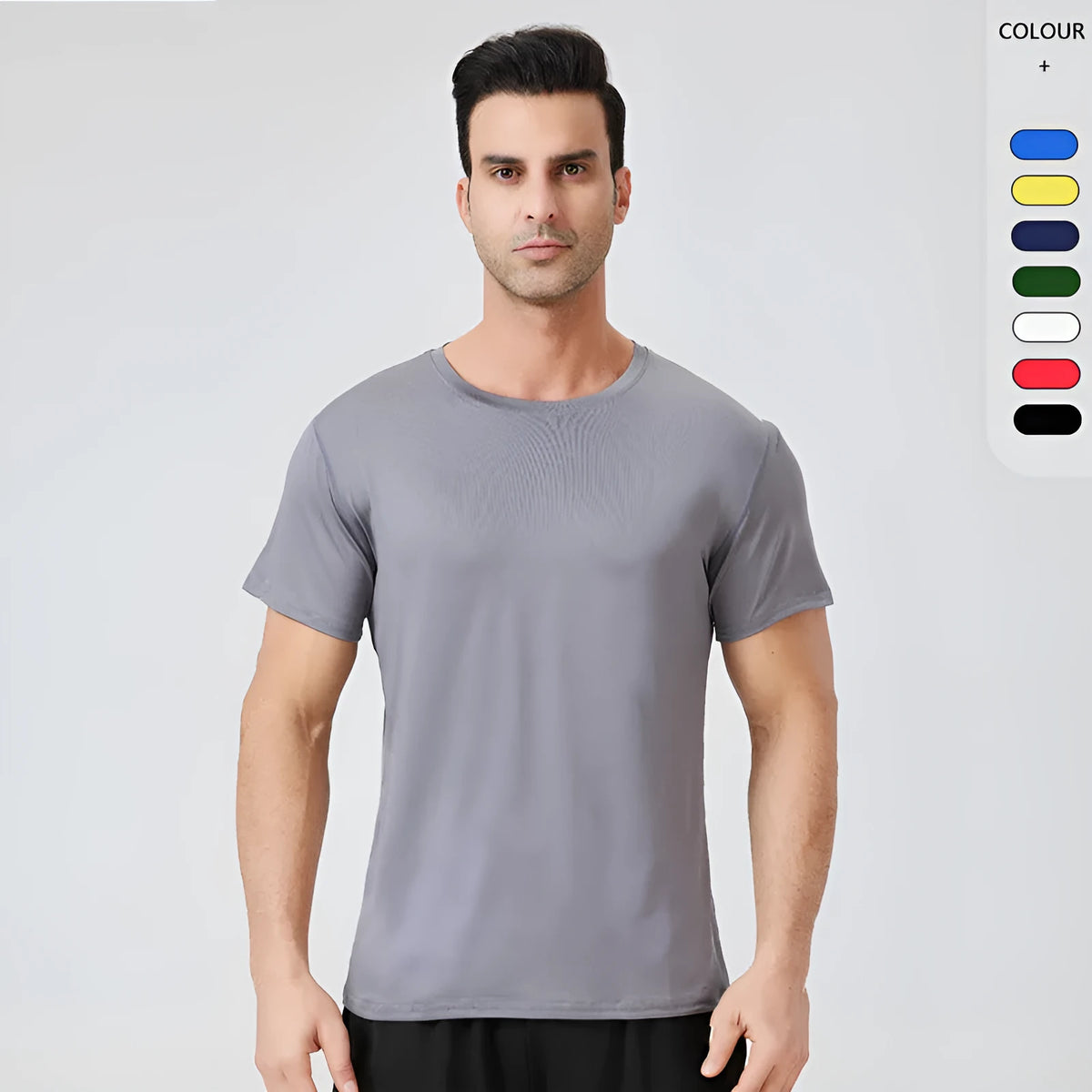 Men's loose workout T-shirt in acetate fibre and milk silk, available in seven colours and sizes S to XXL