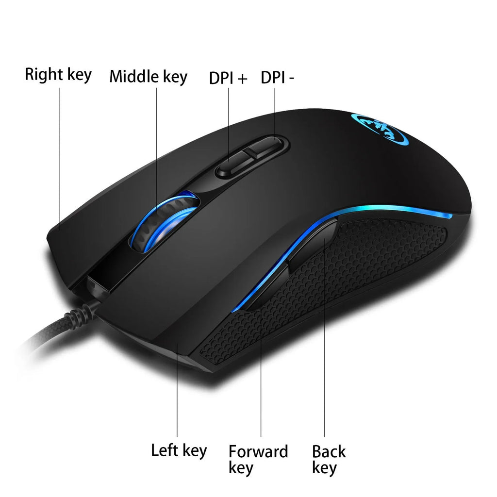 White and black mixed colour gaming keyboard and mouse combo with backlight on desk