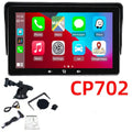 7-inch wireless CarPlay display unit with suction cup mount on a car dashboard