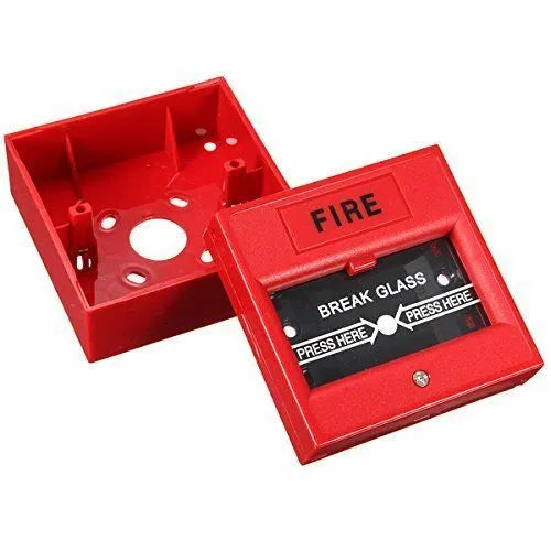 Red wired hand breaking glass emergency fire alarm button with fireproof housing