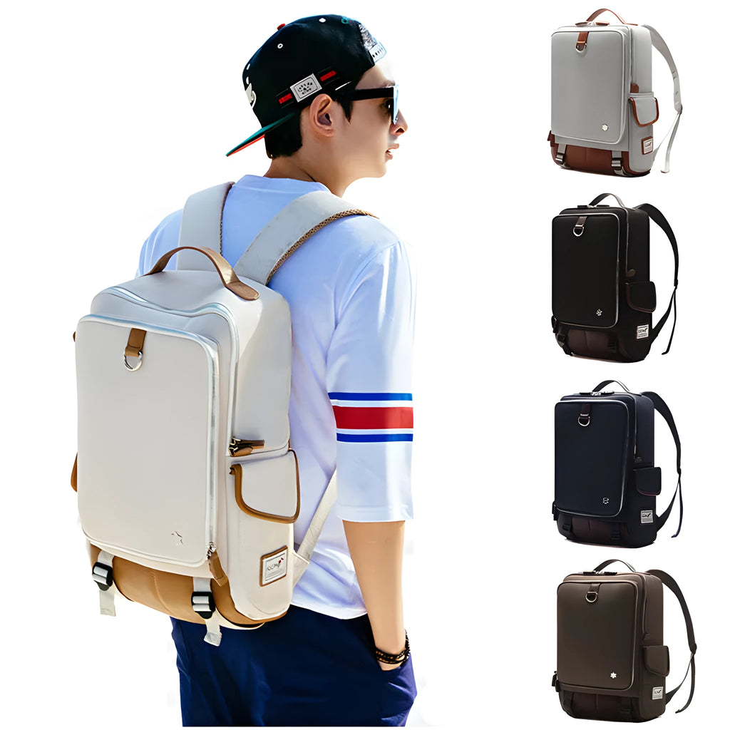 Modern men's large Oxford cloth backpack in Army Green colour showing front view