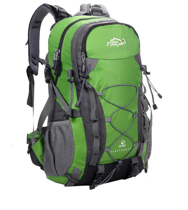 Green leisure sports backpack with 20-35L capacity for outdoor activities.