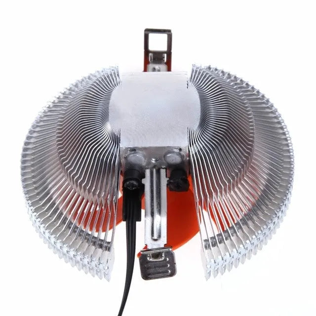 Orange 12V DC PC CPU cooler fan with square design and black chassis for Intel and AMD processors