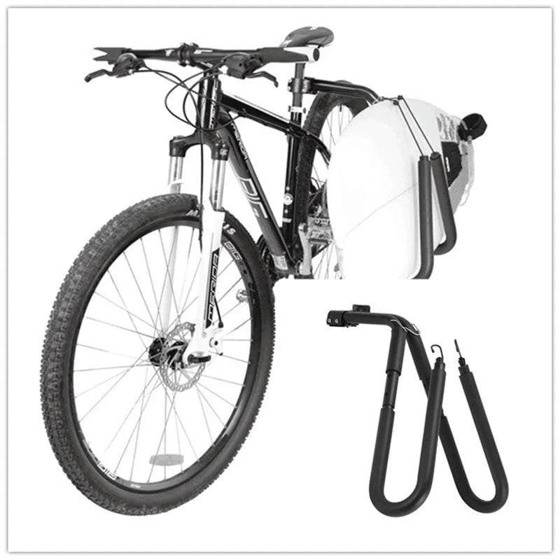 Black aluminium wall hanger bracket for one surfboard or bicycle, single alloy frame, 1.45kg stated weight