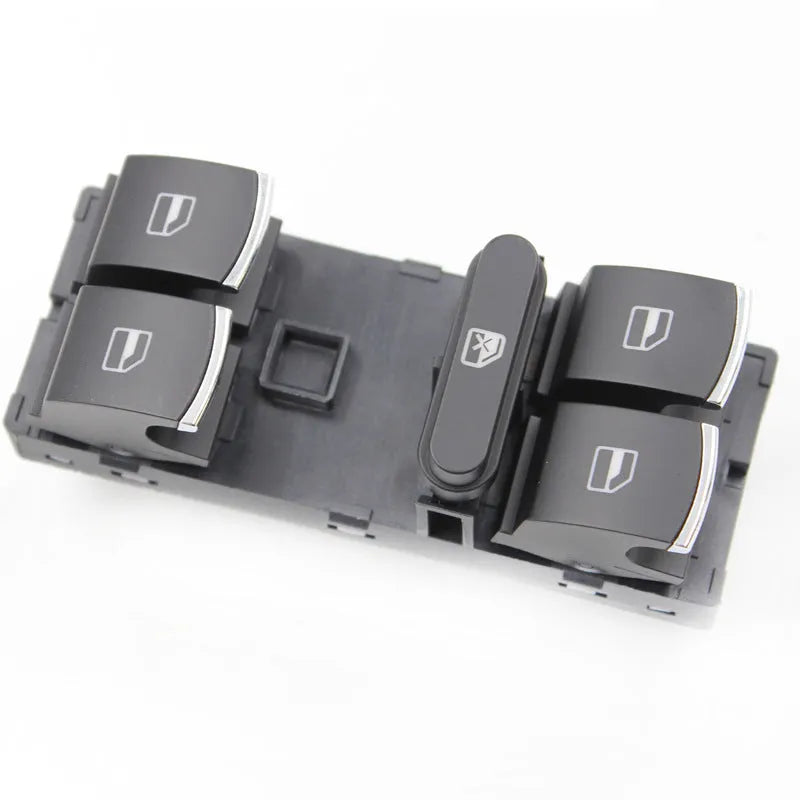 Black plastic electric window lift switch for Volkswagen models, part number 5ND 959 857