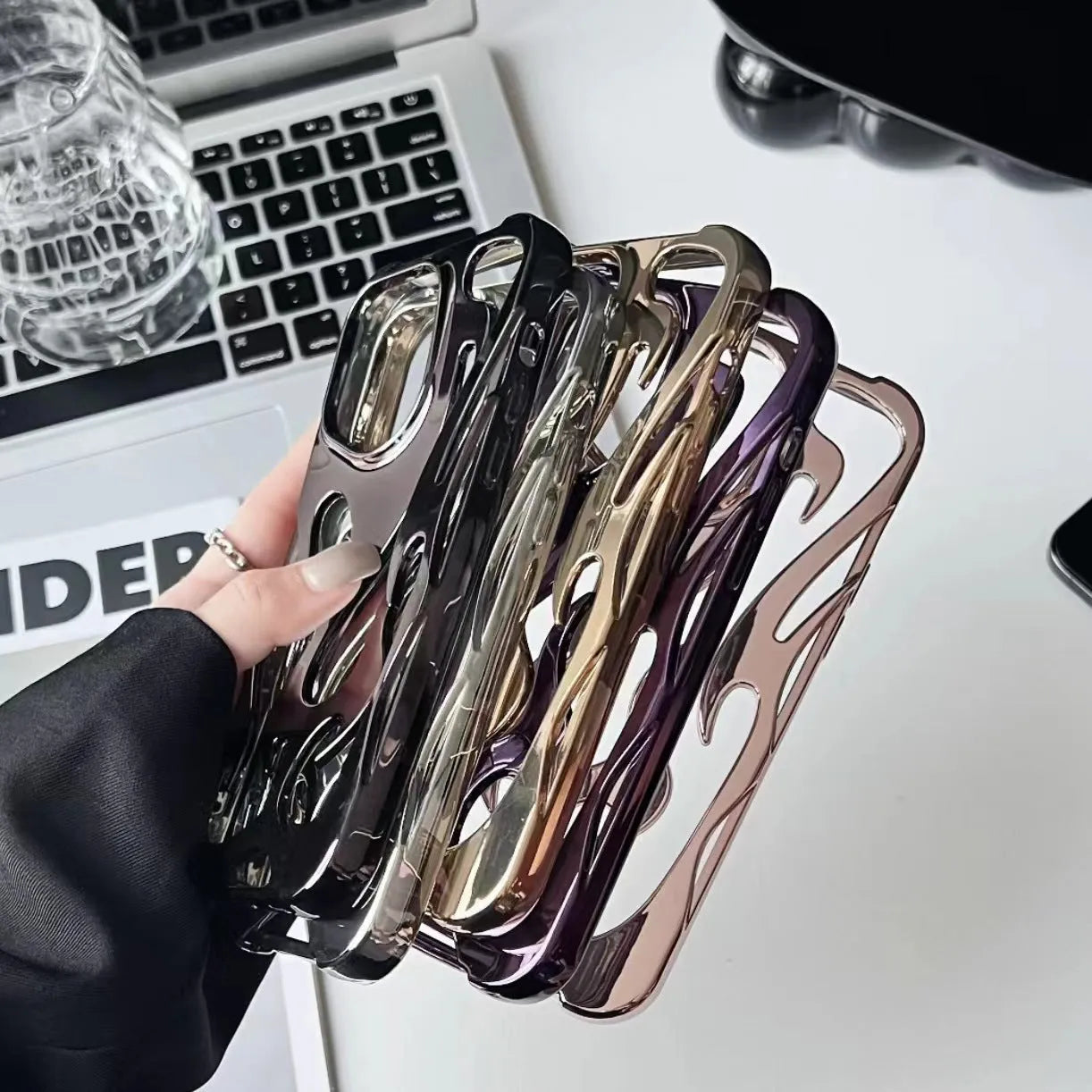 Electroplated hollow heat dissipation TPU phone case for iPhone 17 series with flame design