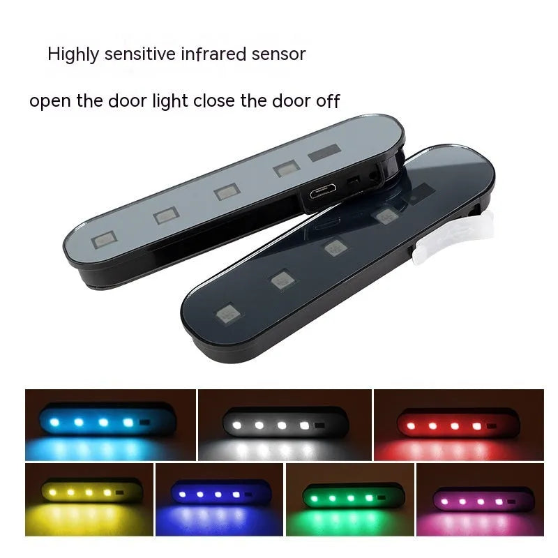T-style colourful car door induction lamp with magnetic mounting for automatic courtesy lighting