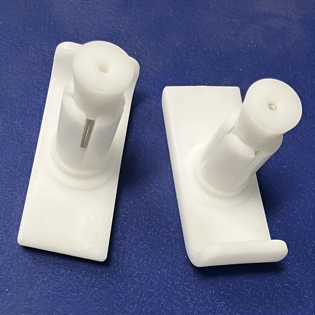 White POM walker sled foot mat glide plate accessory, one pair shown