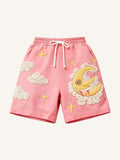 Retro plus size loose knee length sports shorts for women in green and pink, sizes M to 3XL