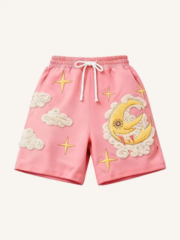 Retro plus size loose knee length sports shorts for women in green and pink, sizes M to 3XL