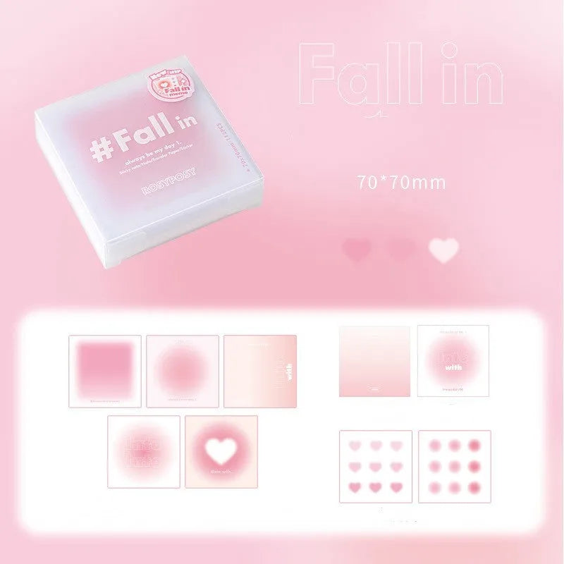 Square 70mm sticky notes and sulphate paper pad set in blush, green, purple, blue gradient colours.