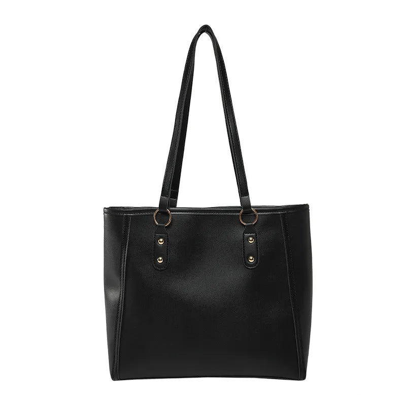 Korean style horizontal square shoulder bag with sandwich pocket detailing in four colour options