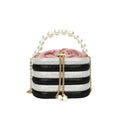 Round soft PU crossbody bag for women with beaded detail and a single strap, shown in a selection of colours.
