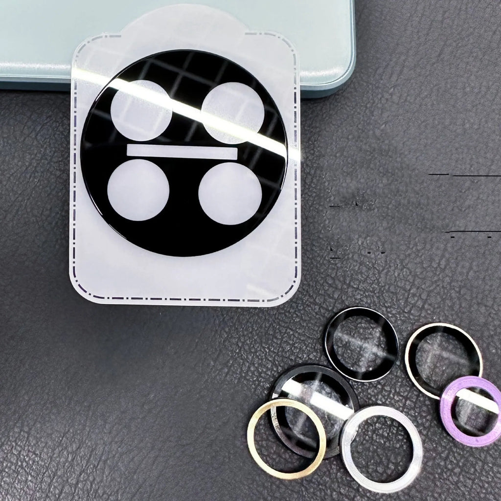 Large arc HD tempered glass lens protector with black alignment ring for OnePlus phones.
