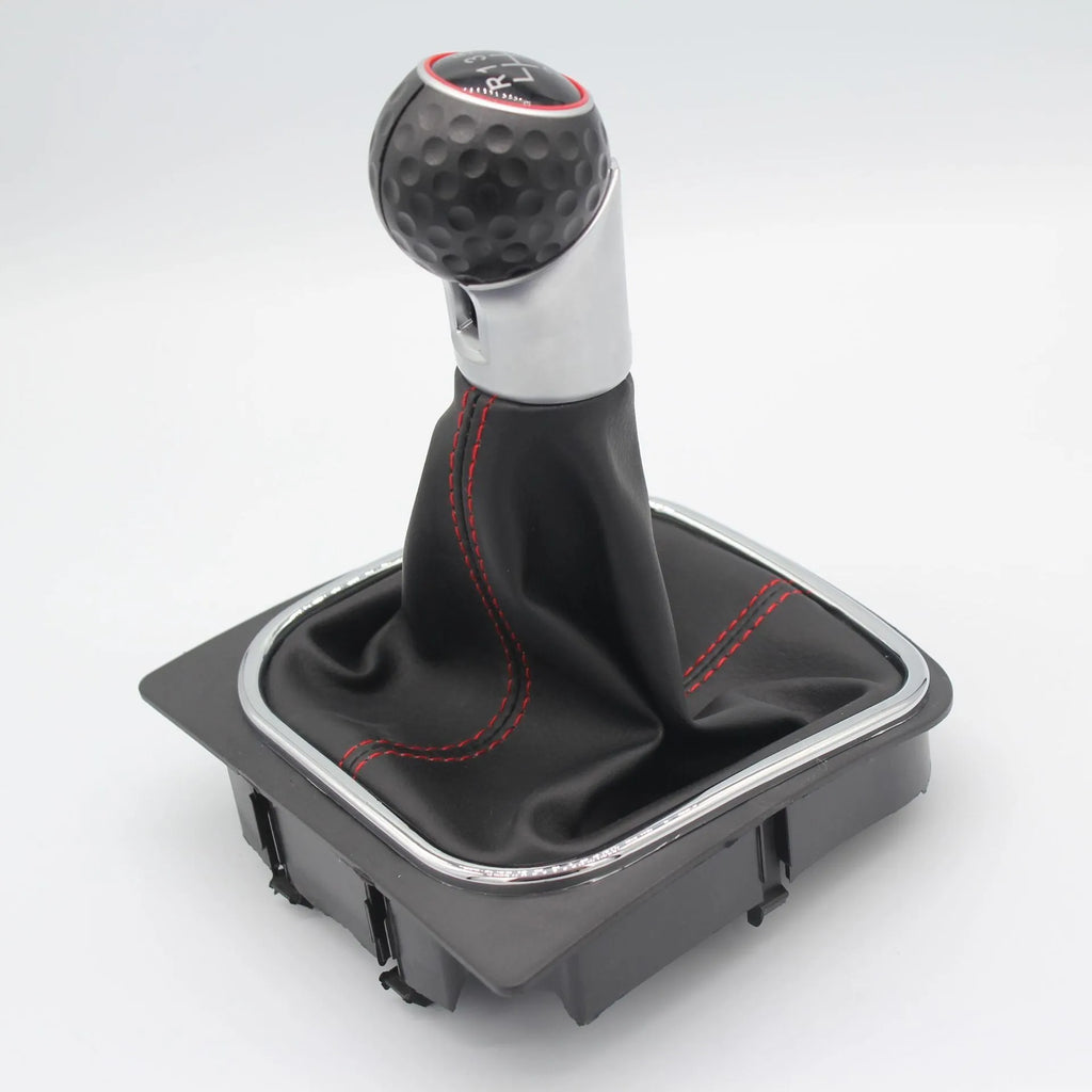 Black manual gear lever handball shift head replacement for Volkswagen Golf 5 6 7 with dust boot.
