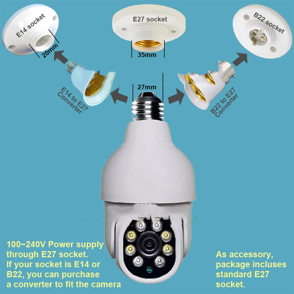 White 1080P wireless WIFI PTZ security camera with ABS housing for indoor surveillance
