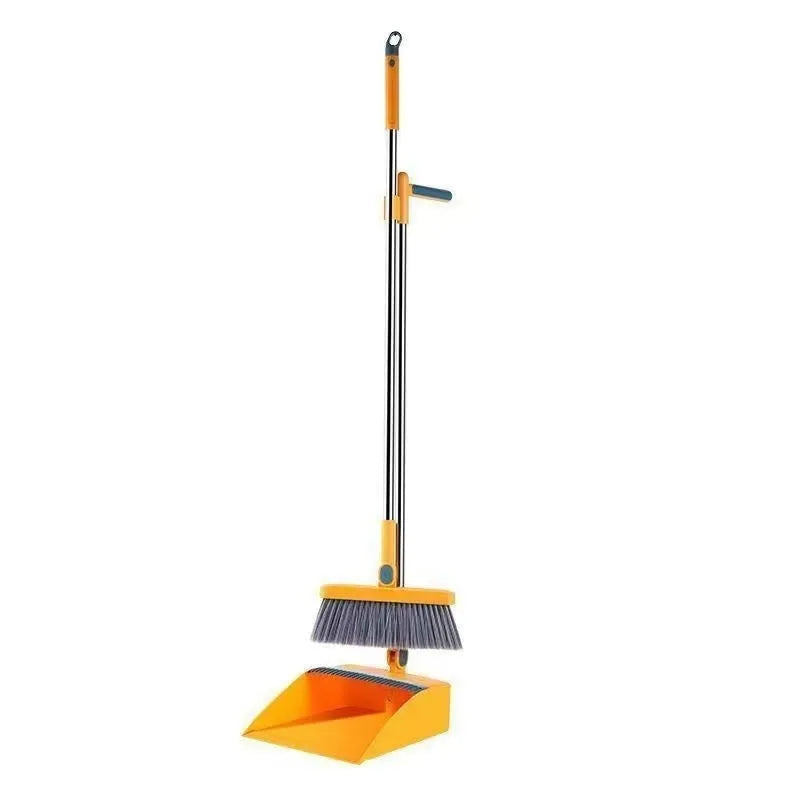 Household folding broom combo suit with dustpan in PP PET material, available in Blue, Orange, Black, or Grey