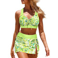 Plus size boxer bottom conservative split swimsuit in polyester, sleeveless, available in multiple colours and sizes S to 5XL
