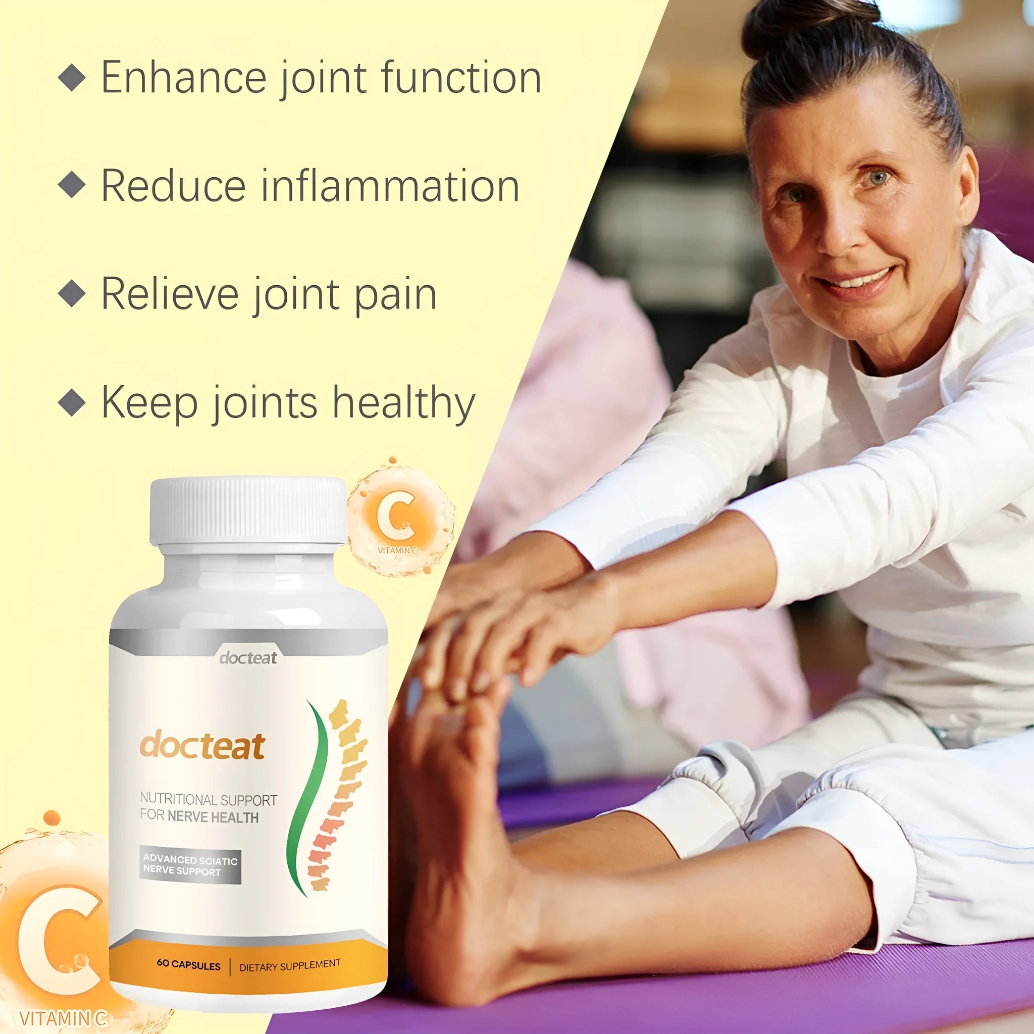 DOCTEAT body care adhesive wrap kit bottle with 60 capsules for joint and muscle support