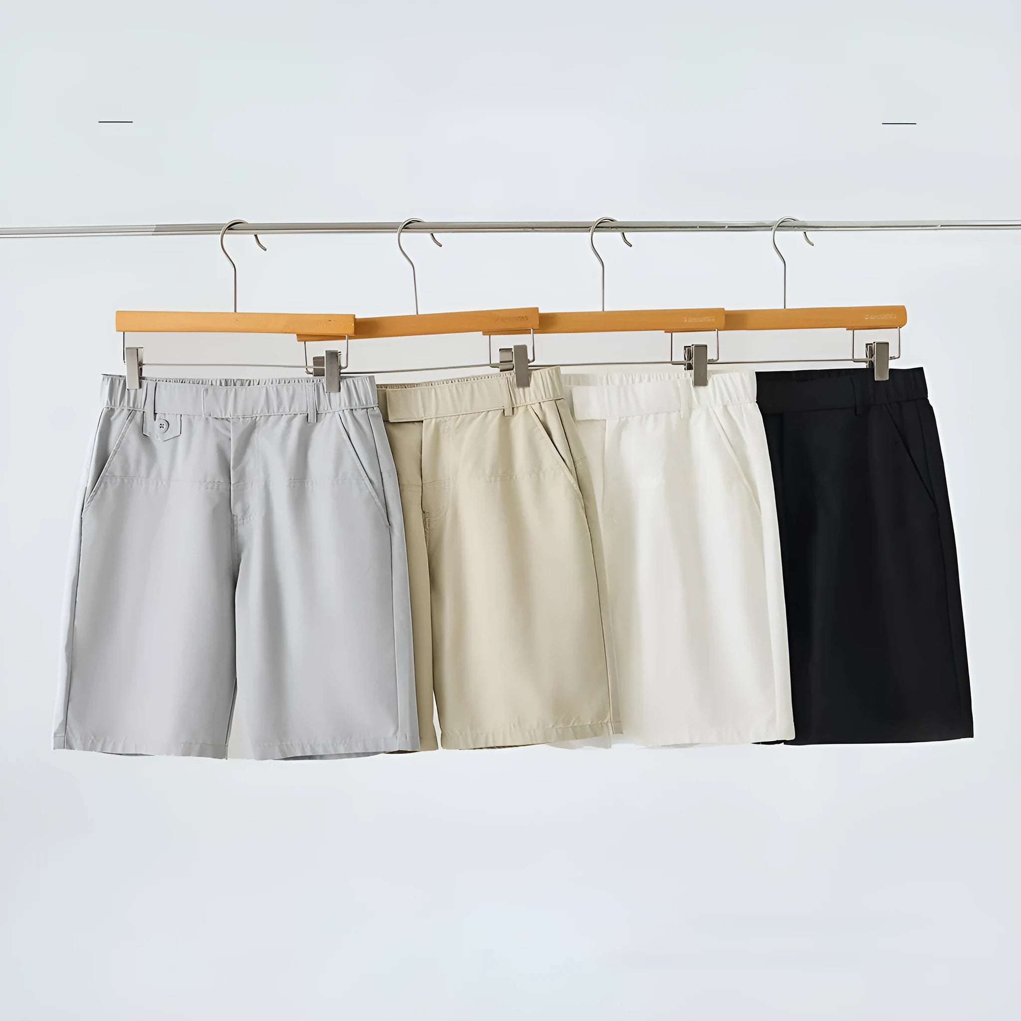 Men's light blue cotton blend casual loose-fit shorts for summer wear
