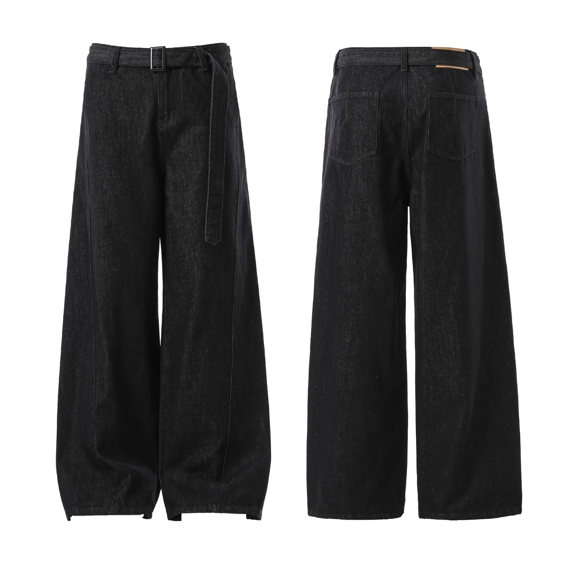 Black American retro high waist straight leg jeans made from 100% cotton denim with a zip fly.