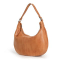 Cortical women's spliced casual crossbody bag in top grain leather, yellowish brown with khaki, dumpling shape, 30x7x19cm
