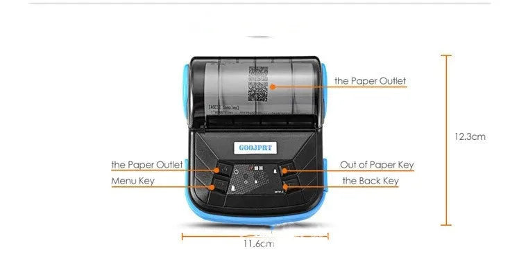 Thermal Bluetooth 80mm handheld wireless bill printer with charger and roll paper
