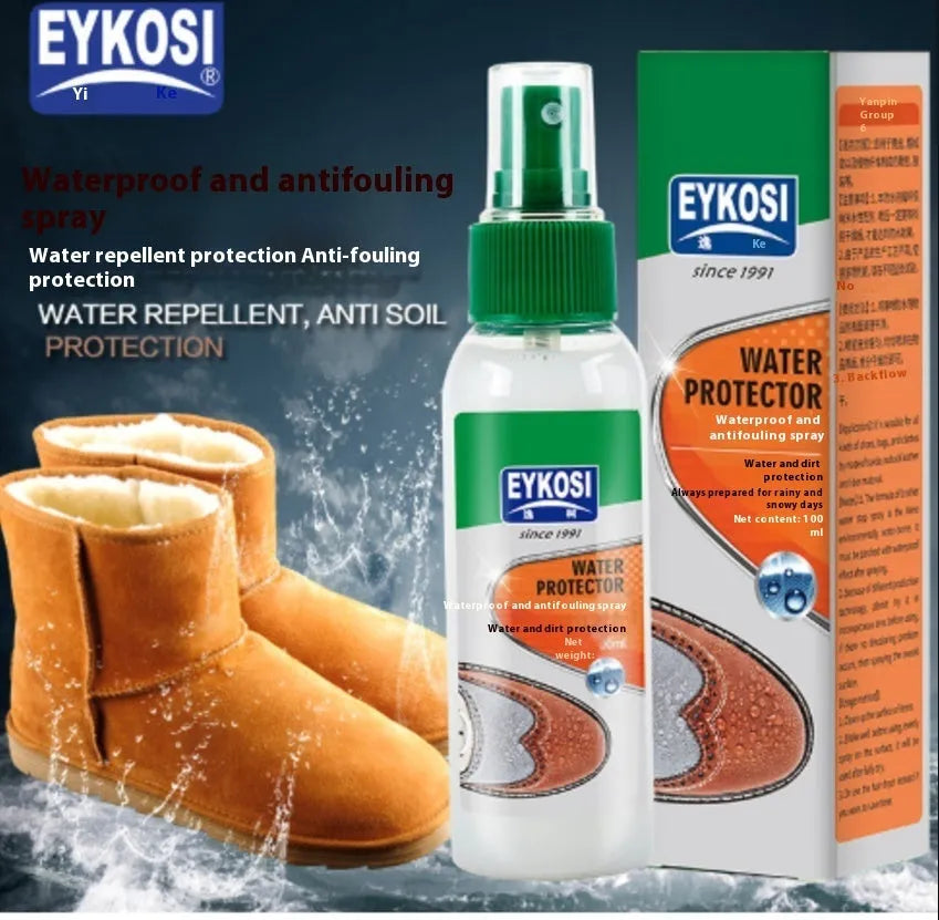 Blue waterproof spray shoe cleaner with superhydrophobic coating for leather and suede
