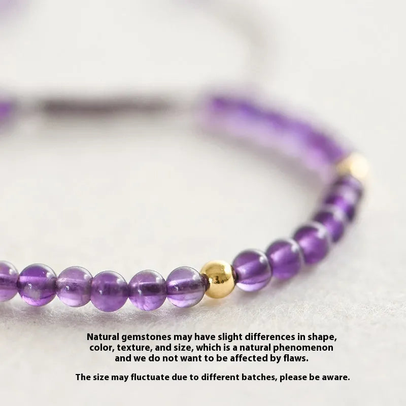 Handmade 4mm natural amethyst 14K gold bracelet with geometric design