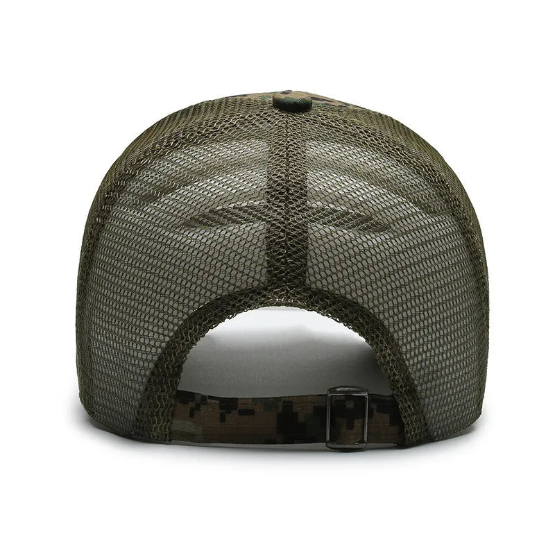 Tactical camouflage baseball hat with tear mark Velcro patches on adjustable cotton cap