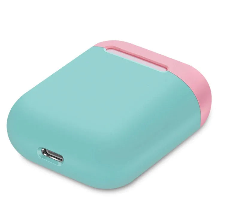 Split-design silicone protective cover for Apple AirPods charging case in a selected solid colour.
